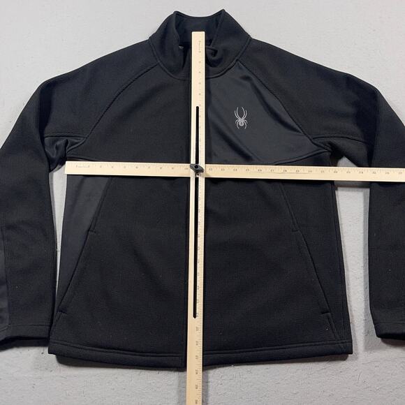 Spyder Jacket Men Large Black‎ Stretch Fleece Full Zip Lightweight Waffle Warm - Picture 5 of 11
